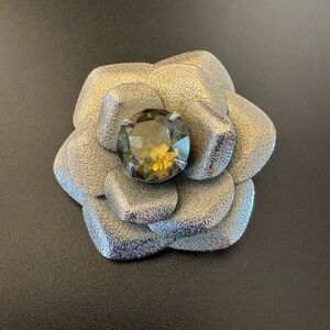 Vintage Silver Tone Flower Brooch Pendant Convertible Statement Necklace Ready